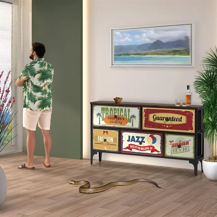 Többszínű MDF Komód 103×30×56 cm. AUK-W2103 BK