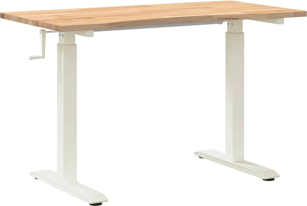 vidaXL Asztal tárolóval Fehér és Természetes 120 x 60 cm Tömör Tölgyfa