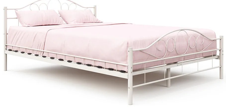Mimi fém ágykeret ajándék ágyráccsal több méretben és színben-Fehér 140x200cm