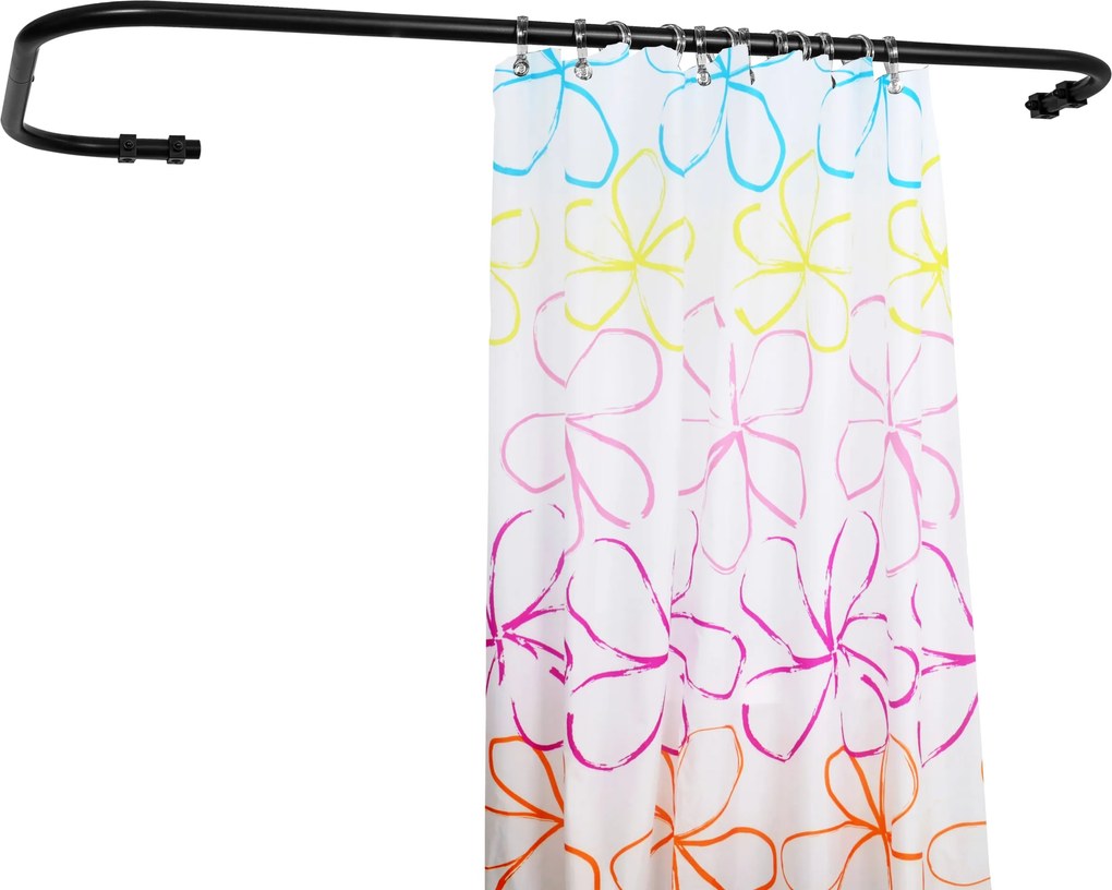 Zuhanyfüggöny Rúd Szögletes Fekete 70X130