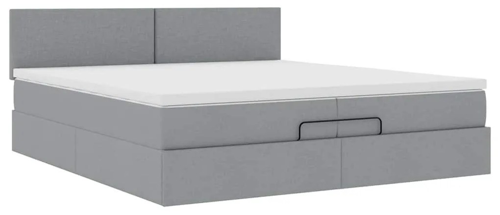 Ottomán ágykeret matraccal világosszürke 200x200 cm szövet