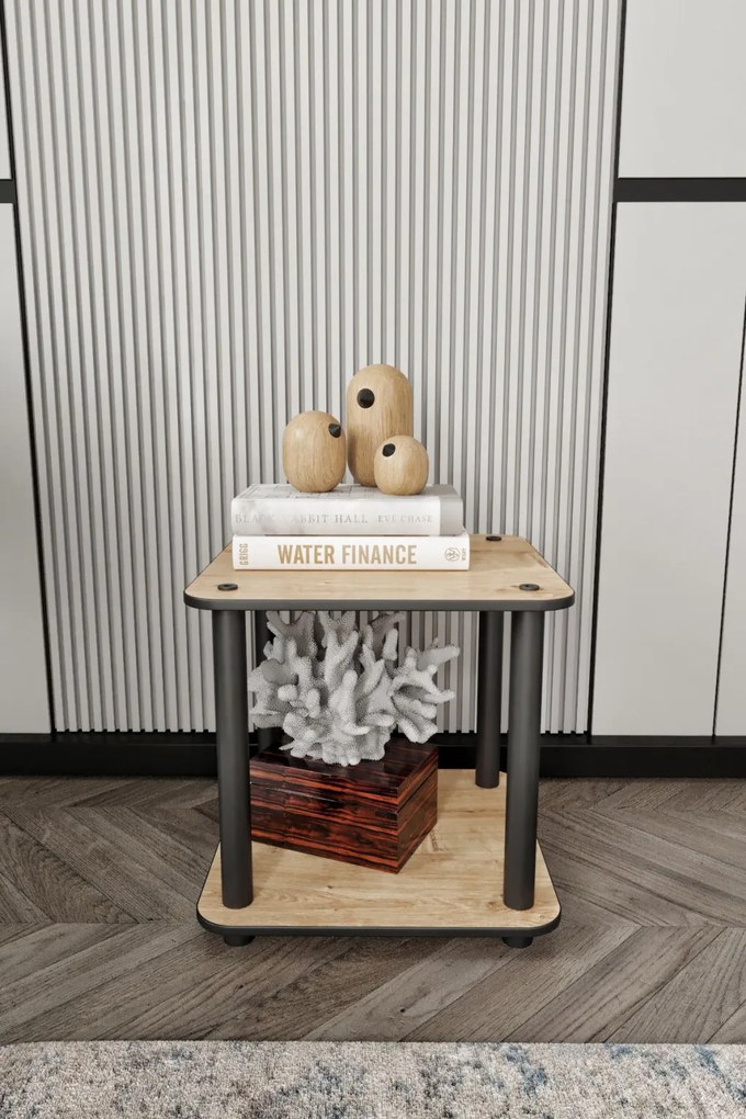 Bookcase dohányzóasztal, tölgy, 34 cm – 2-Tier