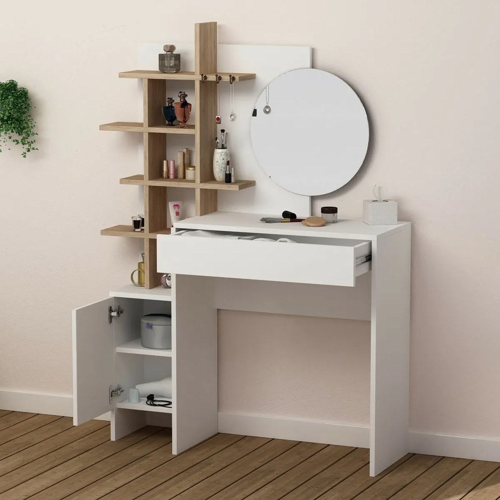 Mup White and Oak kozmetikai asztal