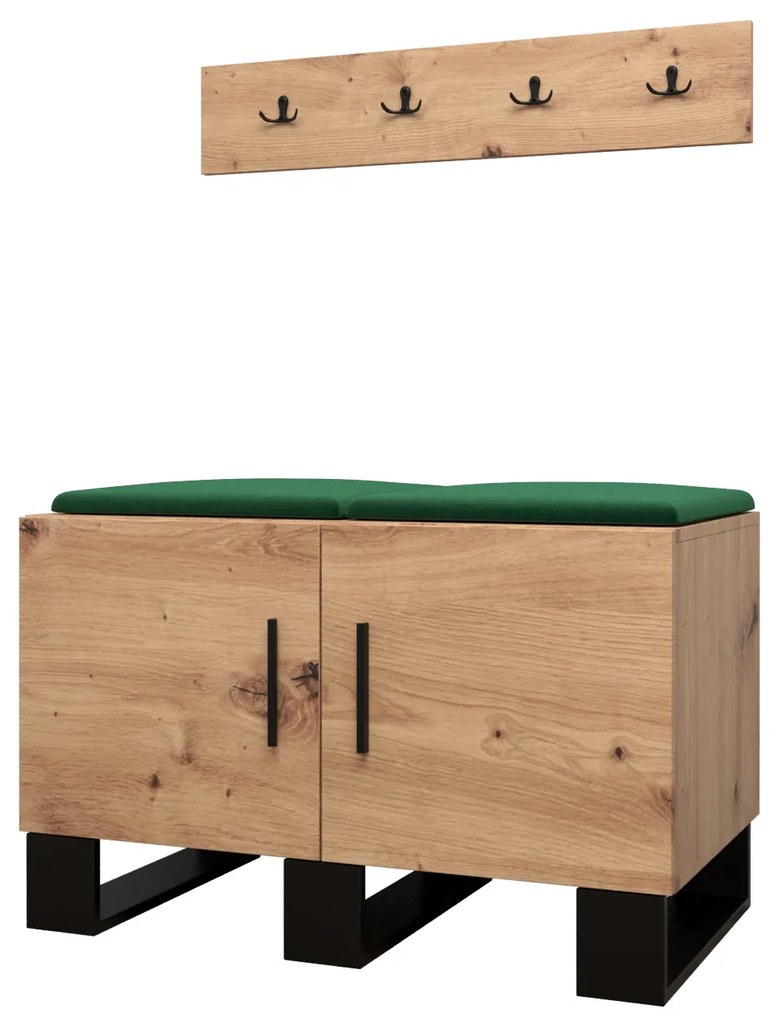 Előszobabútor Amanda 21 (artisan tölgy + zöld). 1086043