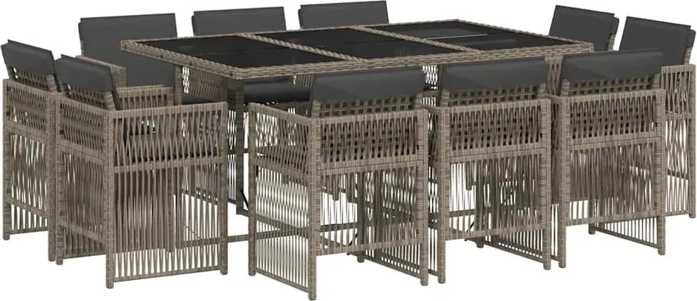 vidaXL 11 részes szürke polyrattan kerti ülőgarnitúra párnákkal