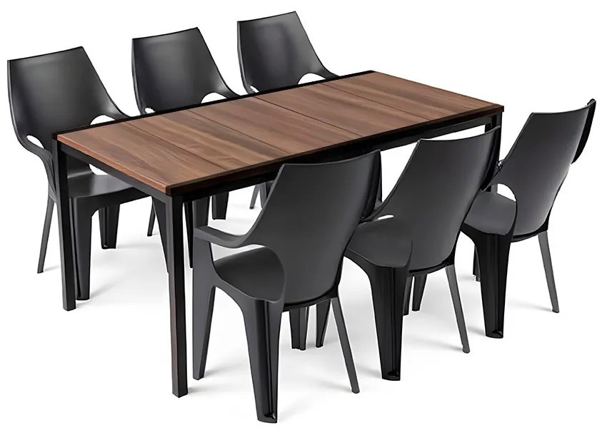 Parker Large 6+1 kerti bútor garnitúra szett dió-grafit