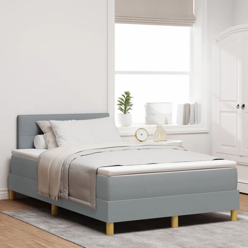 Box Spring Ágy matraccal Világosszürke 120x190 cm Szövet