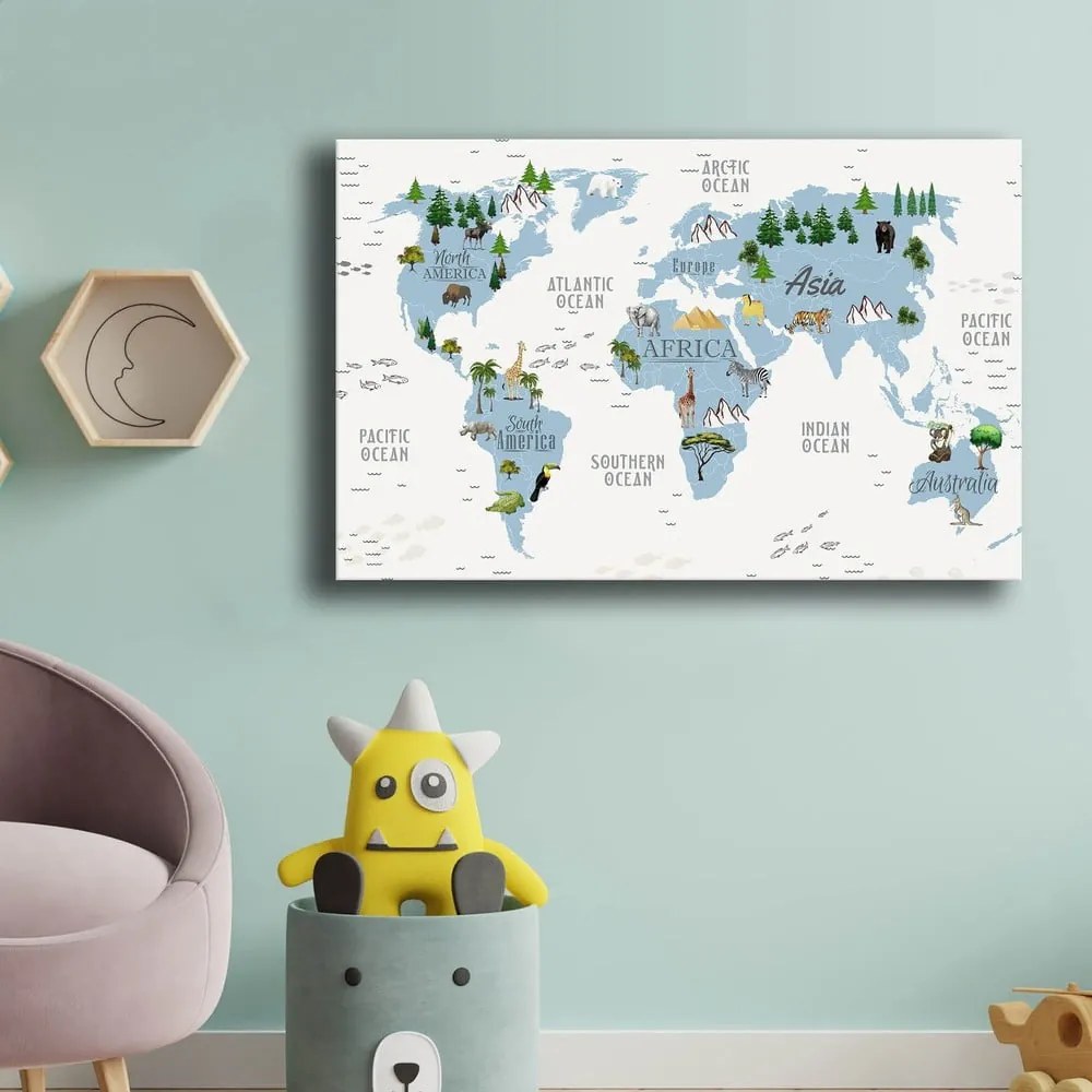 Gyerekszoba kép 45x70 cm Map – Wallity