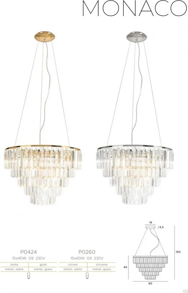 Függeszték Arany MONACO MAXLIGHT P0424
