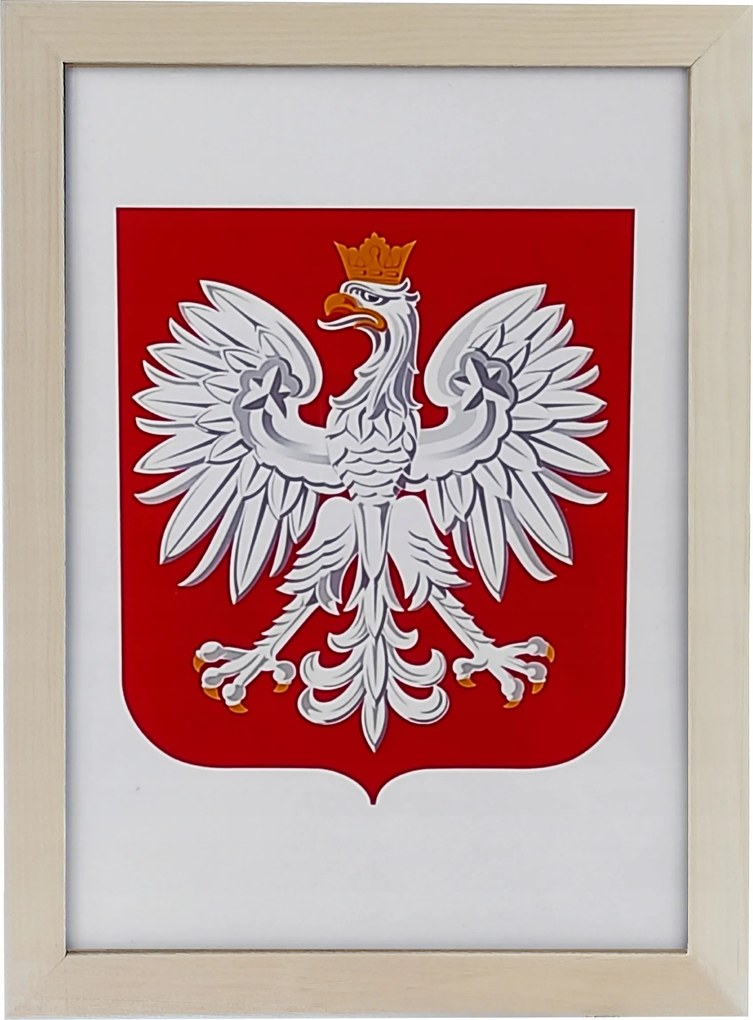 Lengyel Címer A4-es keretben, plexiből 21x29,7cm; 29,7x21 cm. nyers fa Címer