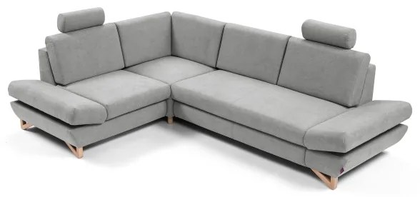 AVESTA ággyá nyitható balos L-alakú kárpitozott sarokkanapé tárolóhellyel, szürke