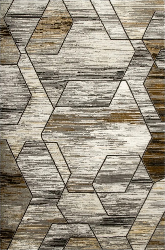 120x180 cm Kétszintes Szőnyeg Csillogó Gyapjú Méhsejt Dörzsölt