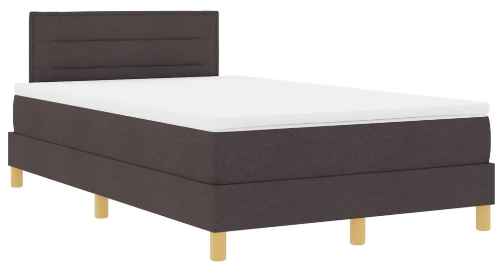 Box Spring Ágy matraccal és LED világítással Sötétbarna 120x200 cm Szövet