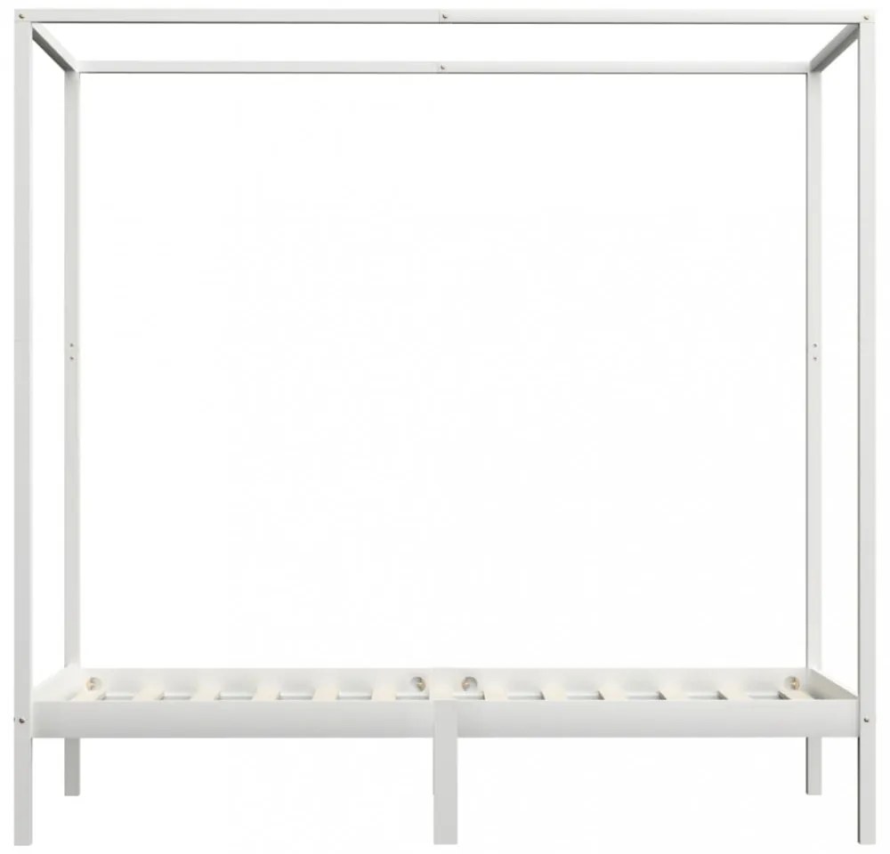fehér tömör fenyőfa baldachinos ágykeret 90 x 200 cm