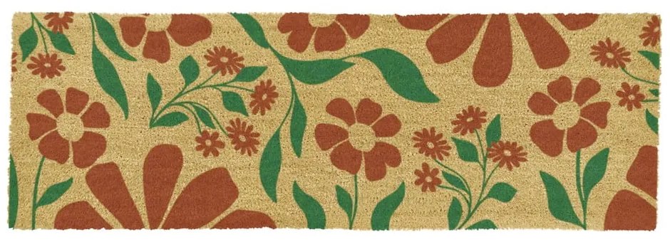 Kókuszrost lábtörlő 40x120 cm Red &amp; Green Floral – Artsy Doormats