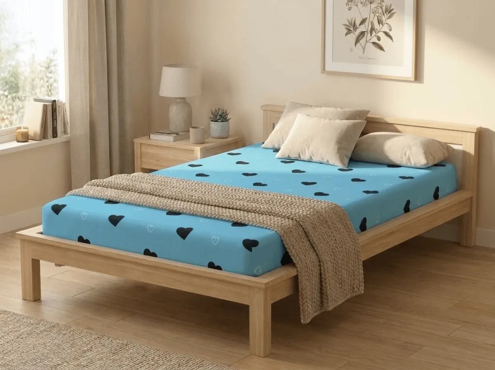 Mikroszálas gumis lepedő CORAZON kék 90x200 cm
