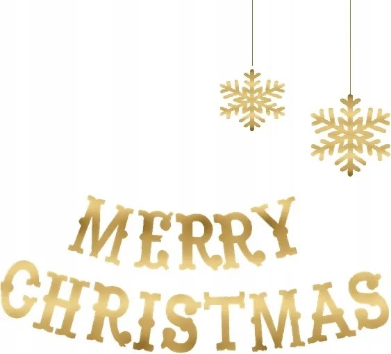 Merry Christmas banner girland karácsonyi dekoráció Arany