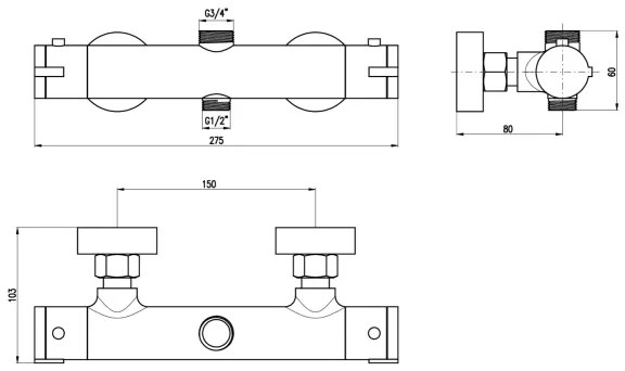 RAV Slezák TRM82.5 - Termosztátos zuhanycsaptelep TERMO, fényes króm