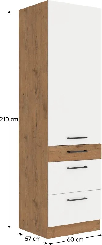 Felső szekrény, lancelot tölgy / fehér extra magas fényű HG, VEGA 60 DKS-210 3S 1F