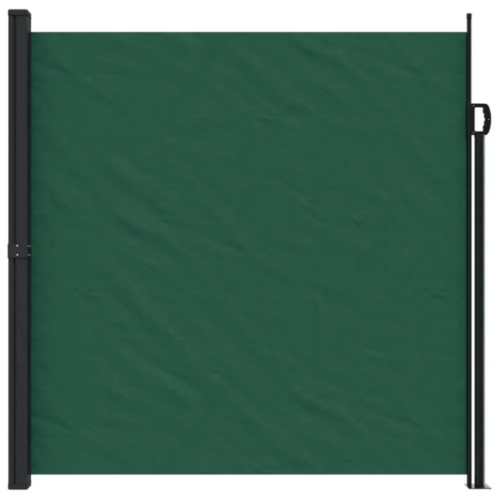 sötétzöld behúzható oldalsó napellenző 200 x 600 cm