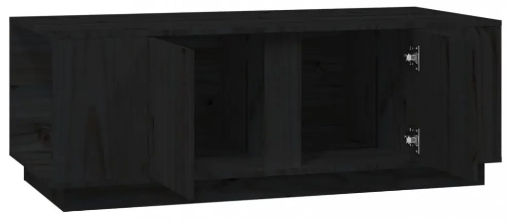 fekete tömör fenyőfa dohányzóasztal 110x50x40 cm