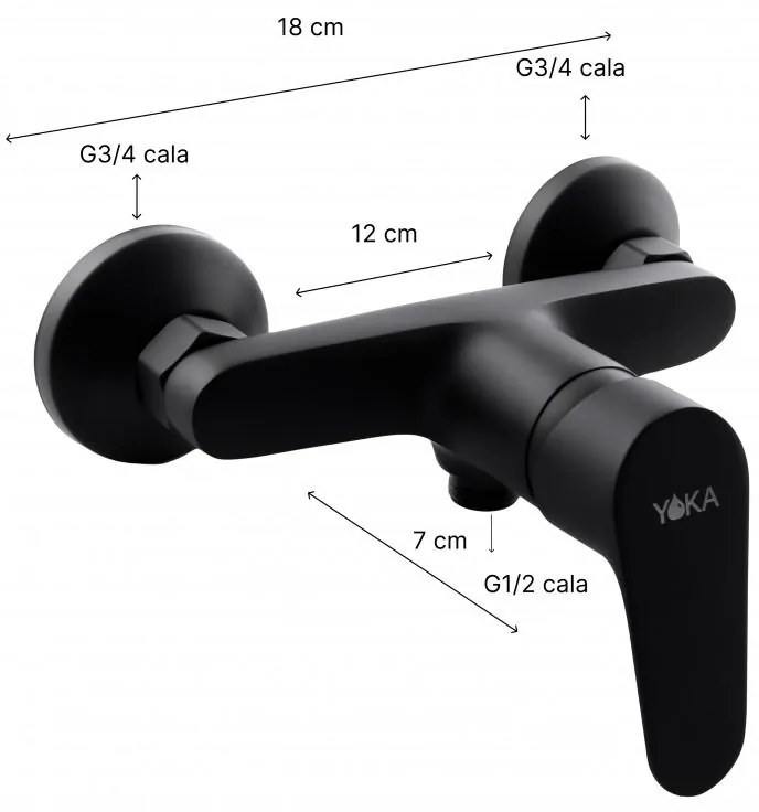 Erga Beso, fali zuhanycsaptelep 150mm, fekete matt, ERG-YKA-BW.BESO-BLK