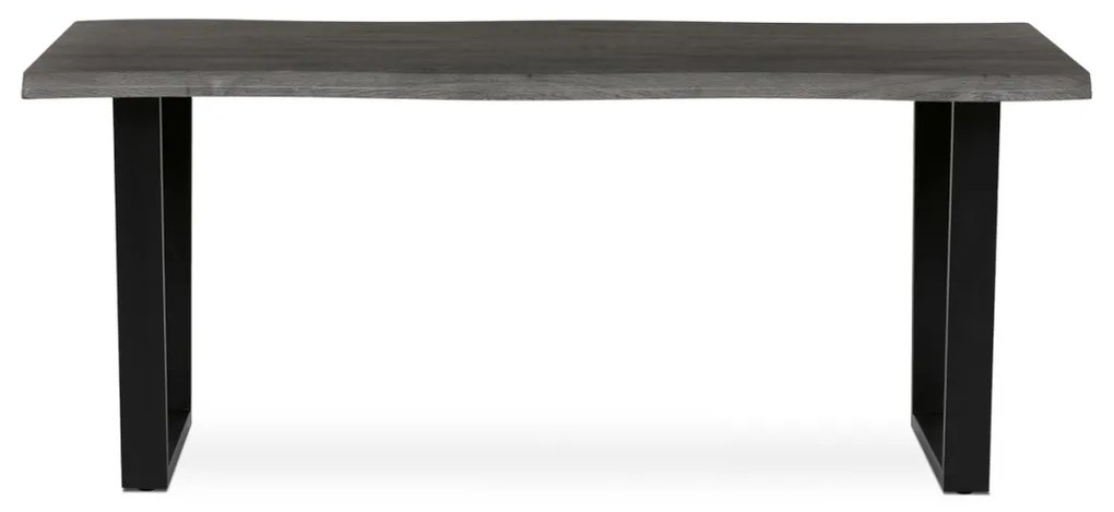 Masă de sufragerie, 180x90x75 cm, blat MDF, decor stejar gri, picioare metalice in forma de U
