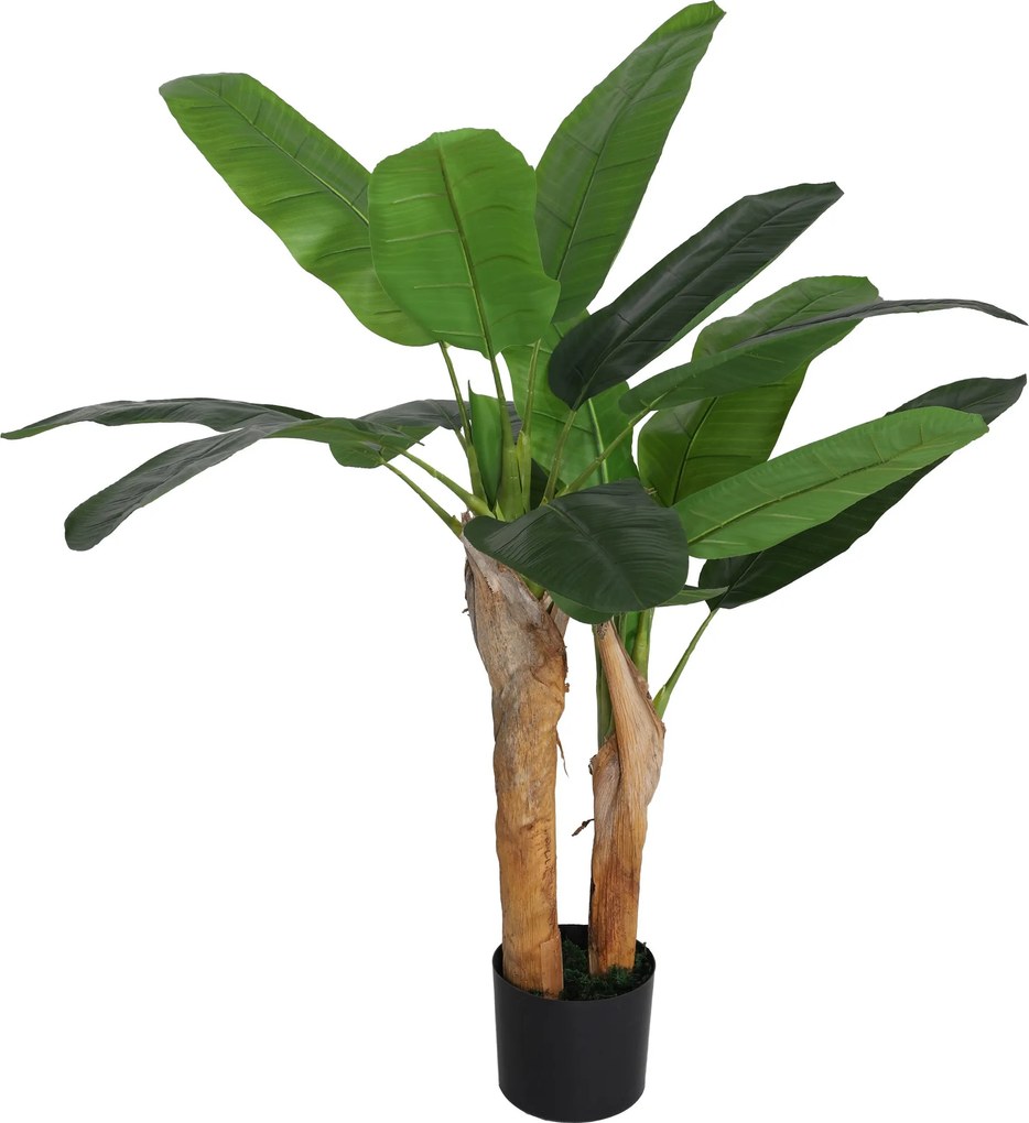 HOMCOM Műbanán Növény 120 cm Pot és 15 Levél Belső Dísznövény | Aosom