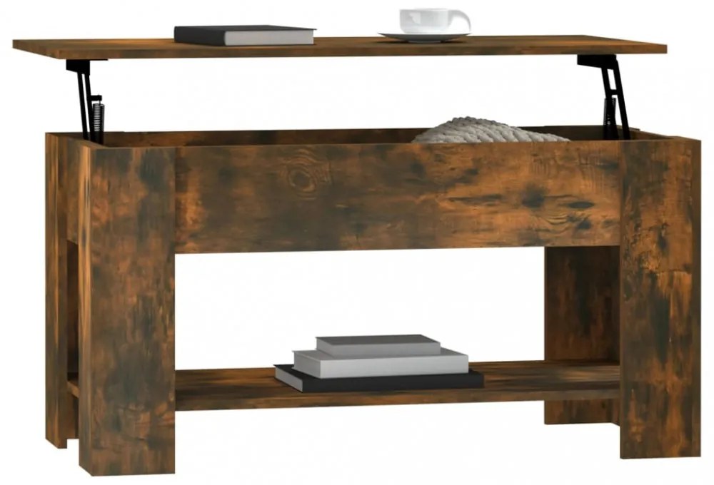 füstös tölgy színű szerelt fa dohányzóasztal 101 x 49 x 52 cm