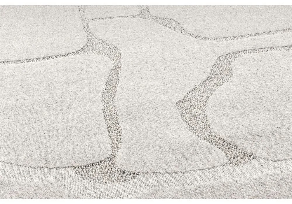 Világosszürke gyapjú kerek szőnyeg ø 200 cm Morphic Organica – Agnella