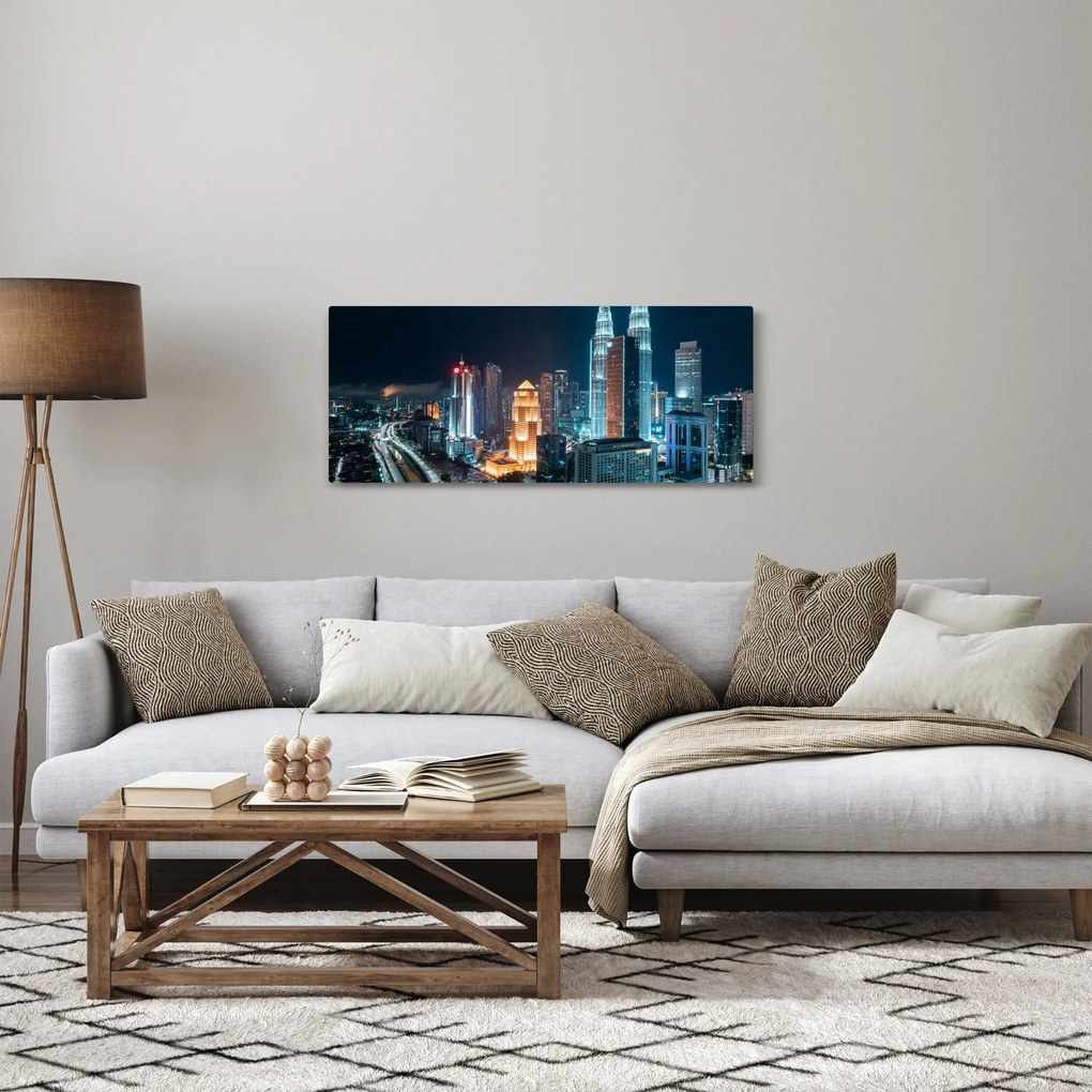 Kép - Éjszaka Kuala Lumpurban (120x50 cm)