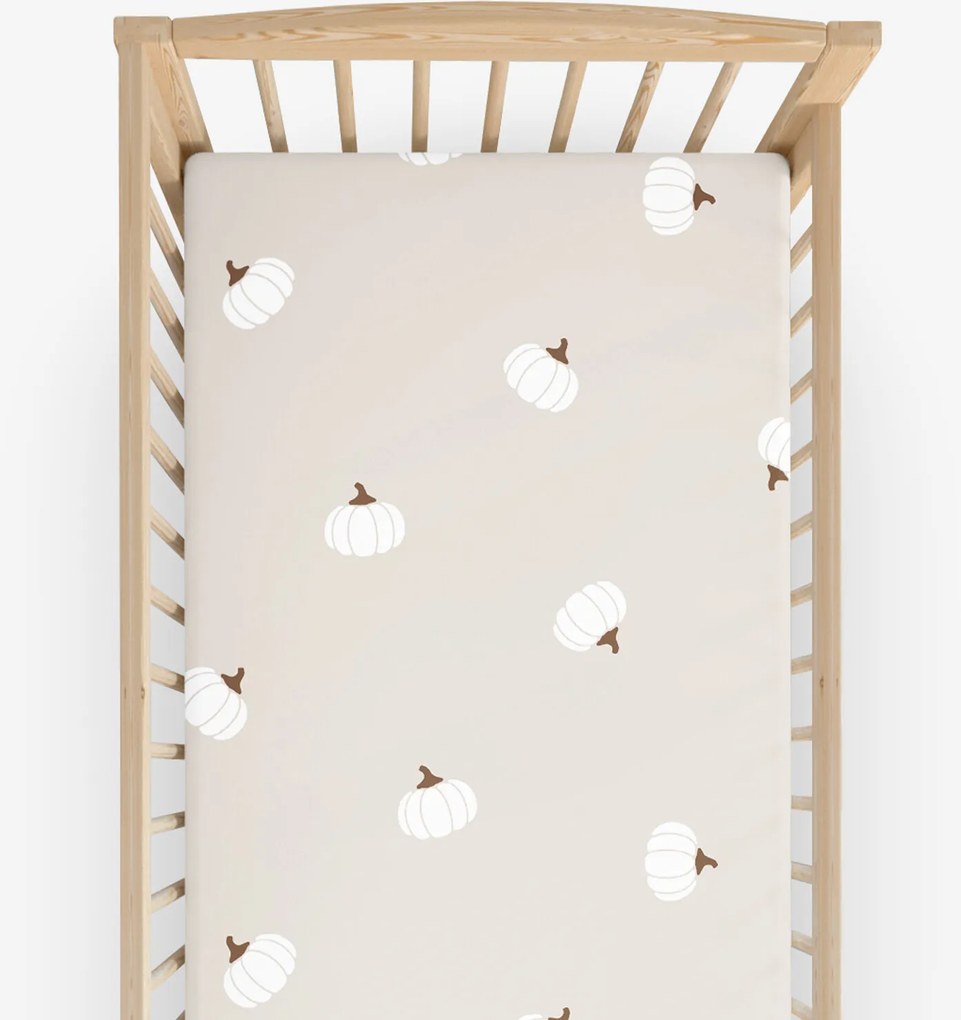 Goldea gyermek gumis pamut lepedő kiságyba - tök krémszínű alapon 60 x 120 cm