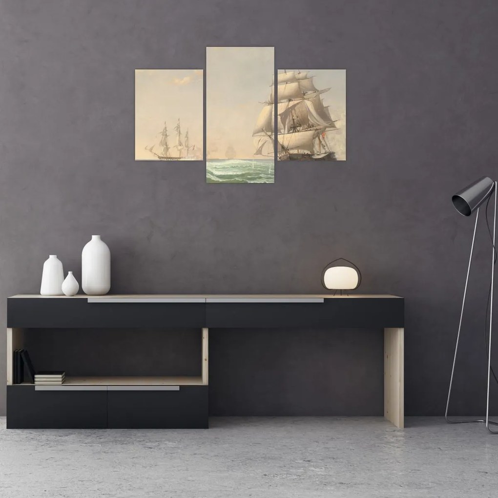 Kép - Fitz Henry Lane, The United States Frigate President Engaging the British Squadron, reprodukciók (90x60 cm)