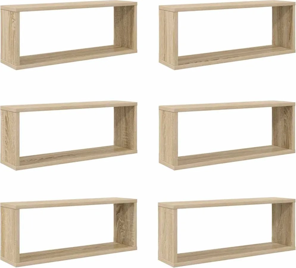vidaXL 6 db sonoma tölgy szerelt fa négyszögű fali polc 60x15x23cm