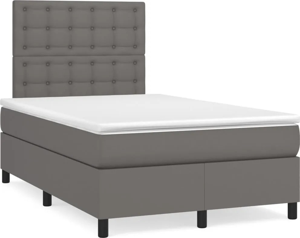 vidaXL szürke műbőr rugós ágy matraccal 120 x 200 cm