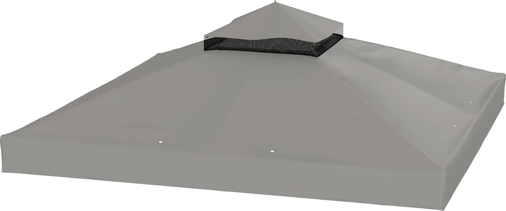 Outsunny 3×3 m pavilon cseretető — kétszintes, vízálló PVC-bevonatos 600D Oxford (370 g/m²), UPF 30+, lefolyónyílások | Aosom