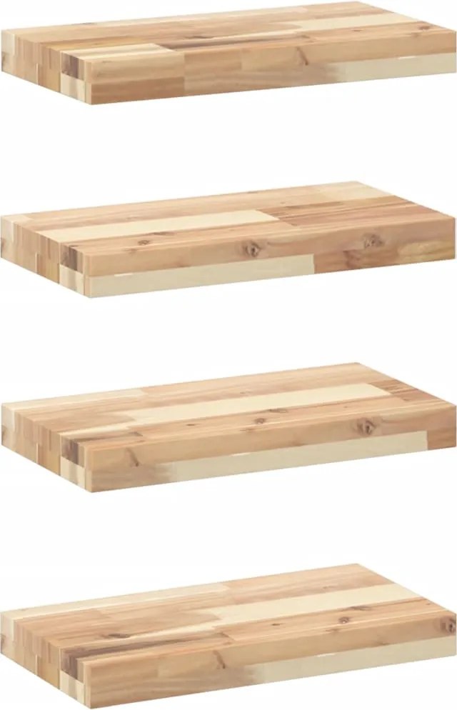 vidaXL 4 db kezeletlen tömör akácfa függőpolc 60 x 20 x 4 cm