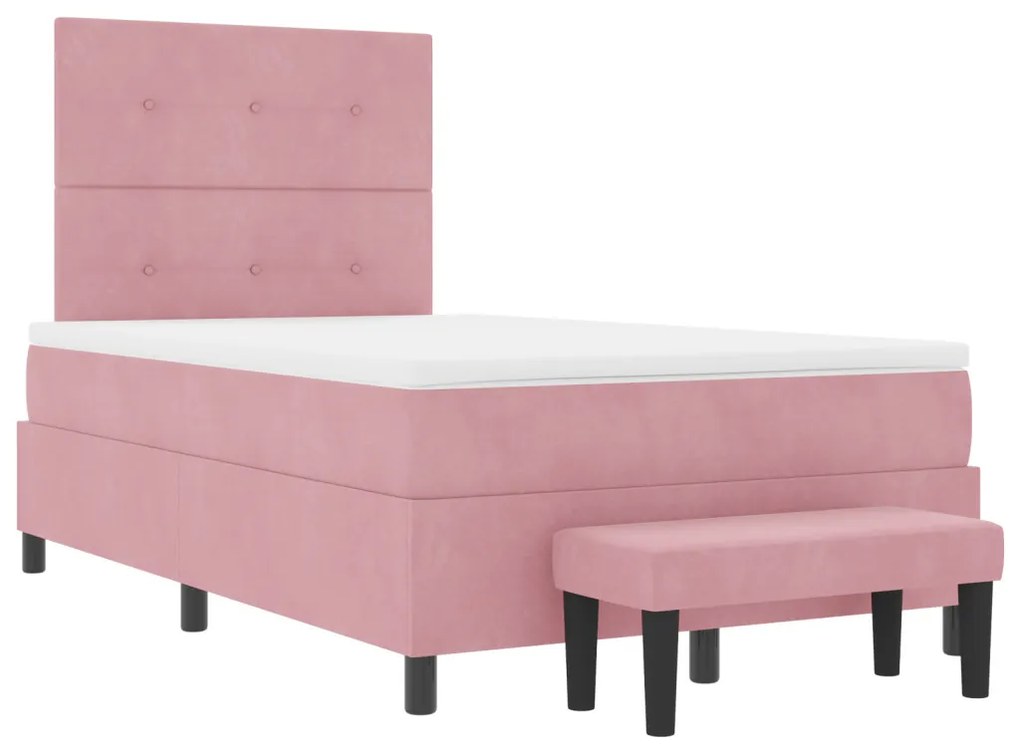 Boxspring Ágy Matrac és Pad Rózsaszín 120x200 cm Bársony