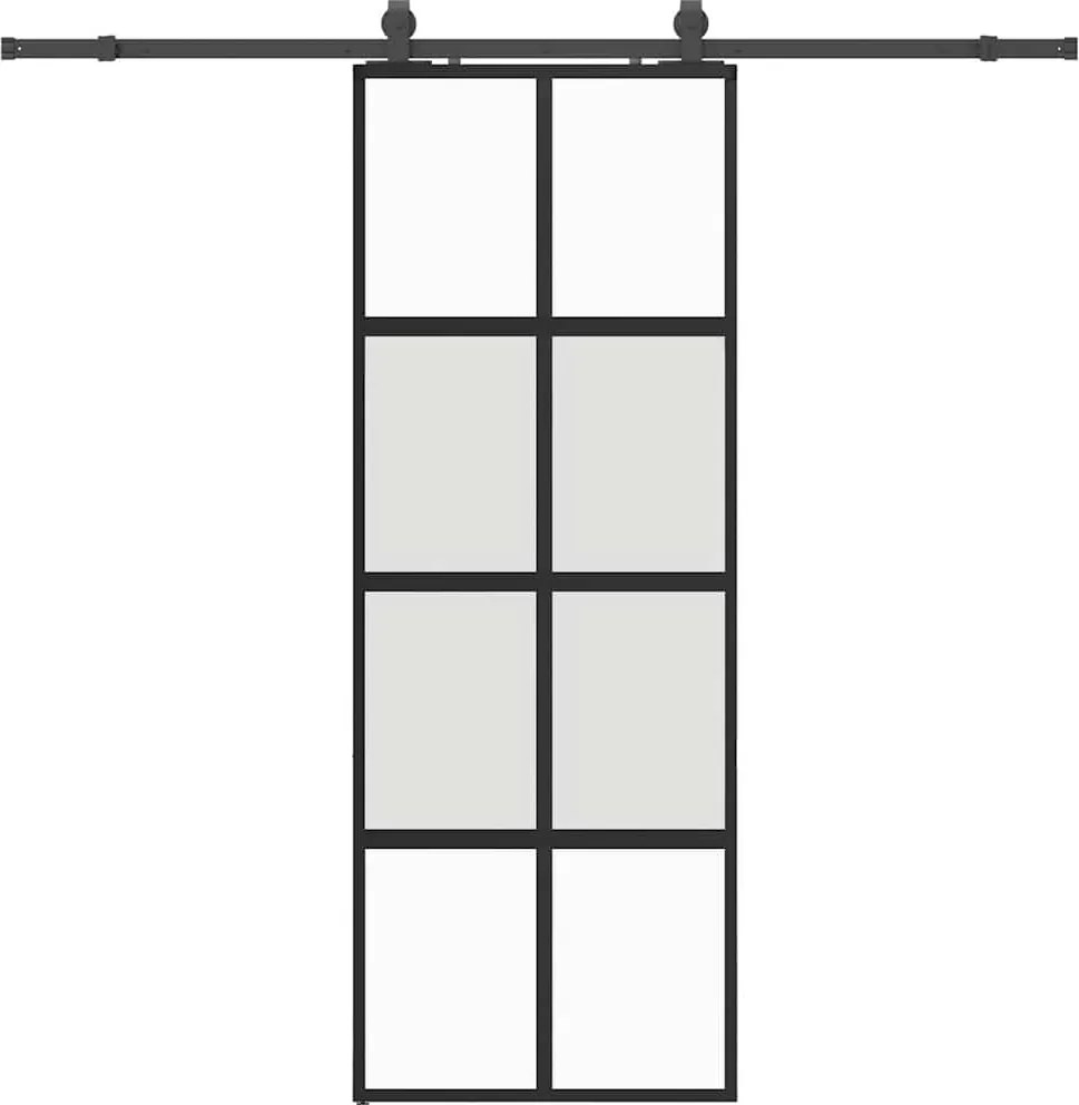 vidaXL fekete edzett üveg tolóajtó fémszerelék szettel 76x205 cm