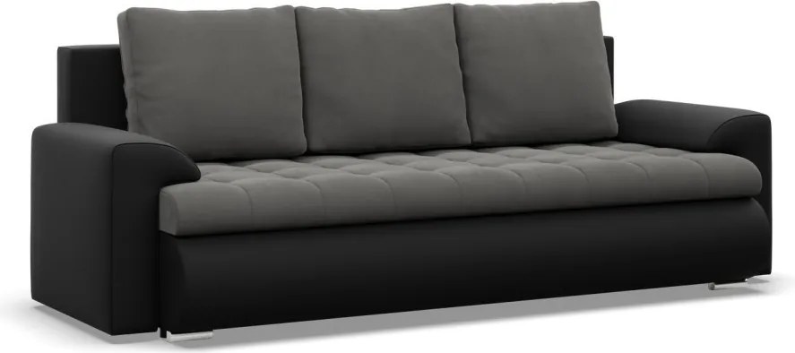 Tokio kanapéágy, bársony + műbőr, szürke - fekete