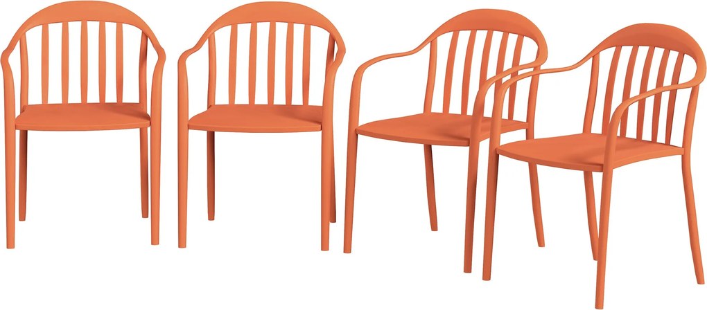 Outsunny 4 db-os Kerti Szék Készlet Időjárásálló Műanyag Kerti Székek Kartámaszos Hátkárpitozott Halmozható Teraszi Szék 120 kg-os Teherbírással Kerti