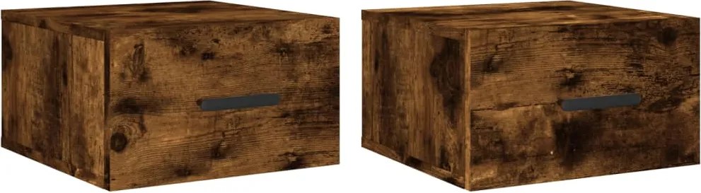 vidaXL 2 db füstös tölgy színű fali éjjeliszekrény 35 x 35 x 20 cm