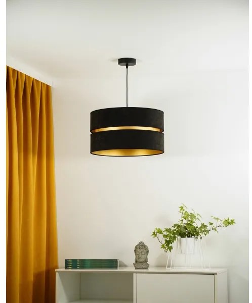 Duolla - Csillár zsinóron DUO 1xE27/15W/230V átm. 40 cm fekete/arany
