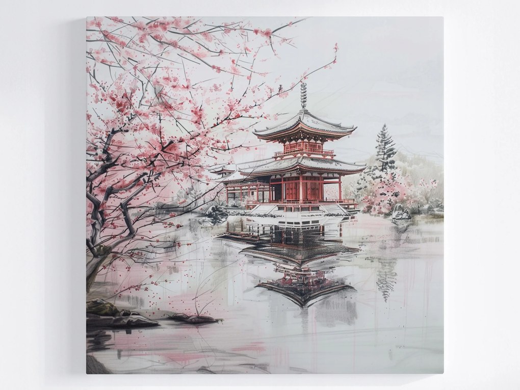 Poszter Japán Cseresznye Templom Pagoda Orient 40x40