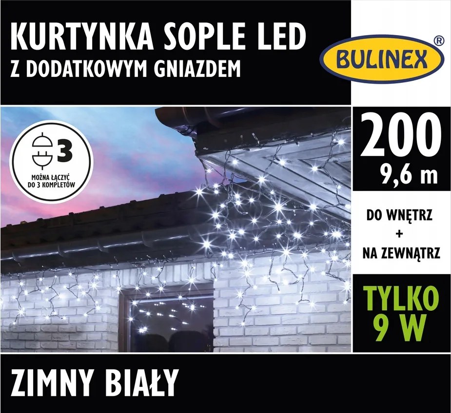 Led lámpák Bulinex 200led hideg fehér 9.60m függöny