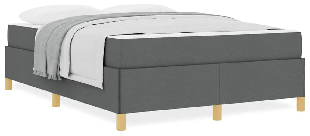 Boxrugós ágy matracmal Sötétszürke és Fehér 160 x 200 cm szövet