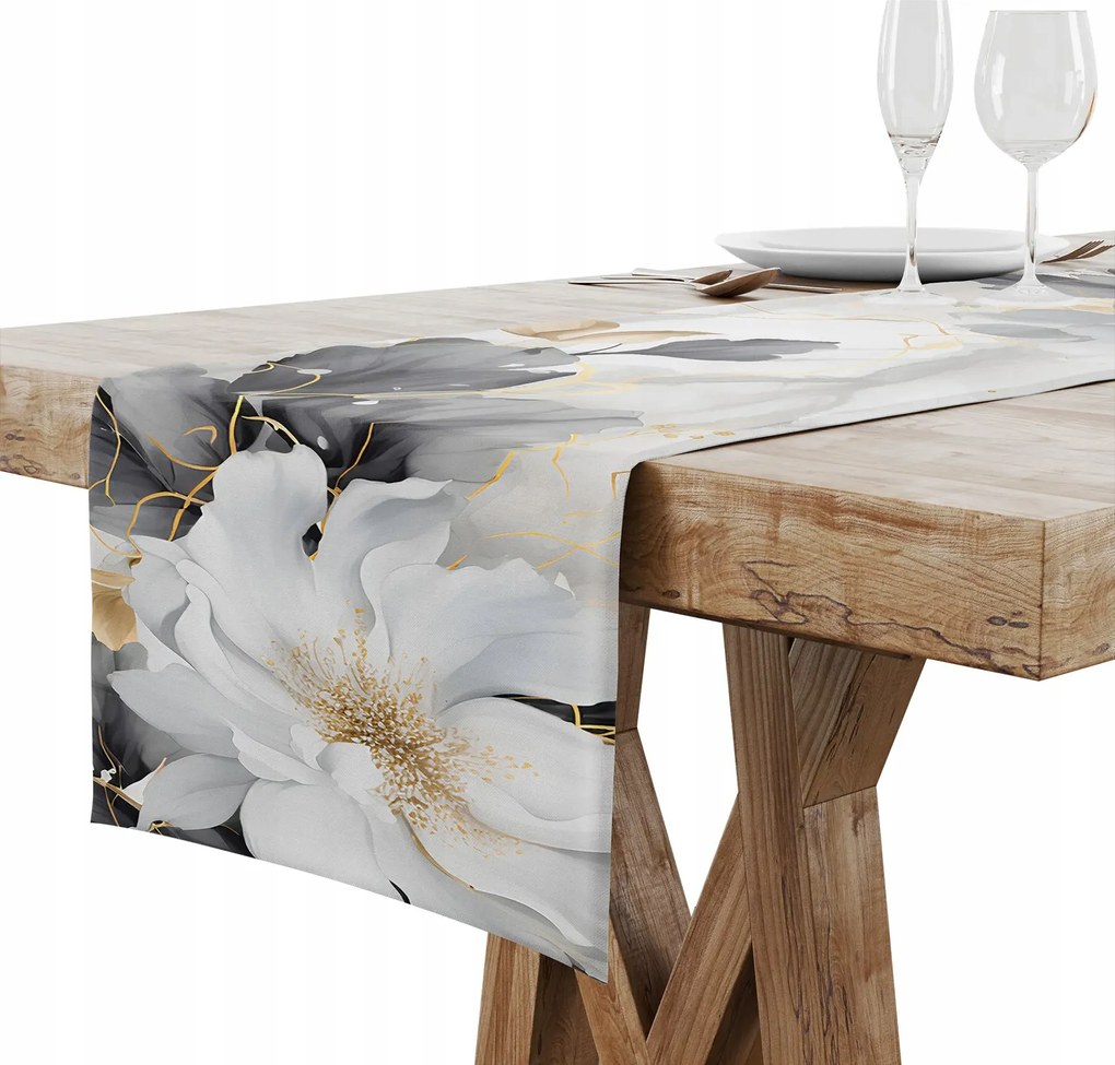 Futófelület Abrosz Asztalra Matt Sima 40x200 Pasztell Magnólia Virág 006