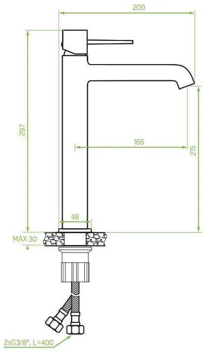 Laveo Pola, magas mosdócsaptelep h-297, arany matt, LAV-BAP_G2NB