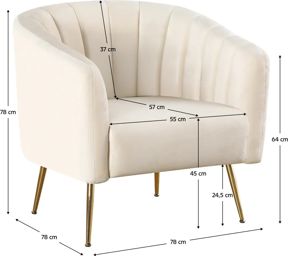 Design fotel, bézs Velvet szövet/gold króm-arany, BAGY