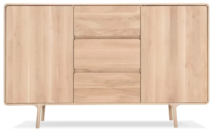 Fawn tömör tölgyfa komód 3 fiókkal, szélessége 180 cm - Gazzda